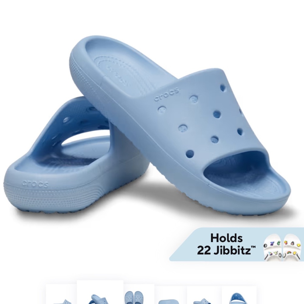 CROCS never worn classic slip-on sandals Blue Calcite color